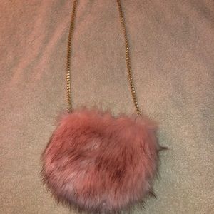 Faux pink fur crossbody bag